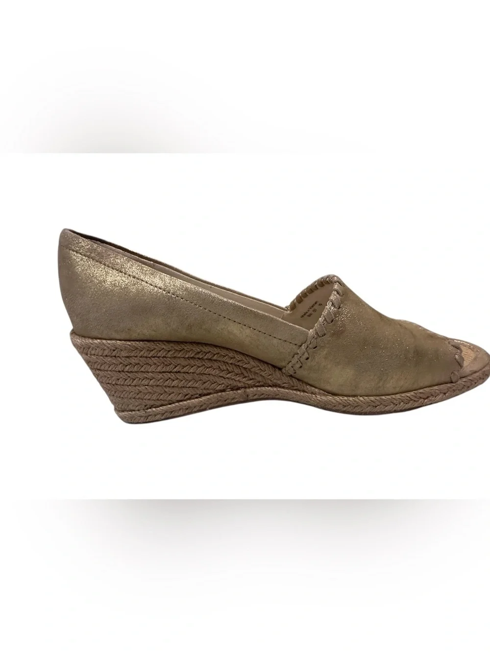 Jack Rogers Palmer Espadrilles Wedge Shoes Country Club Prep Gold Leather Size 8